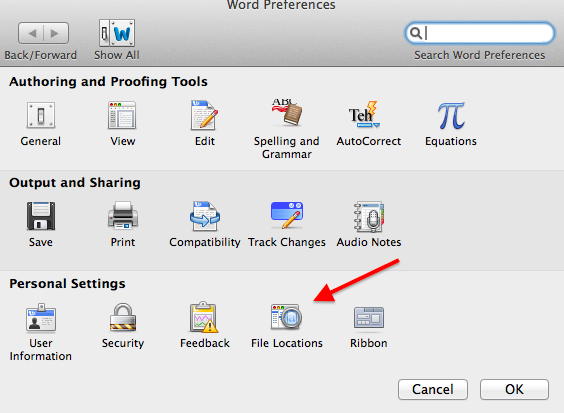 word auto recovery file location mac