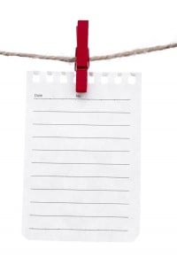 Notepad Page on Clothesline