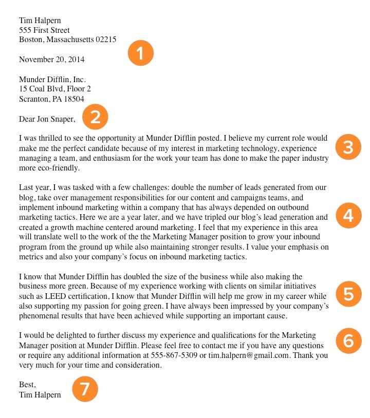 example of a perfect cover letter