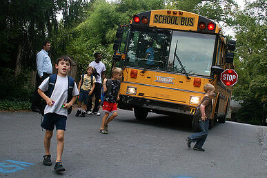 Kids Getting Off the School Bus
