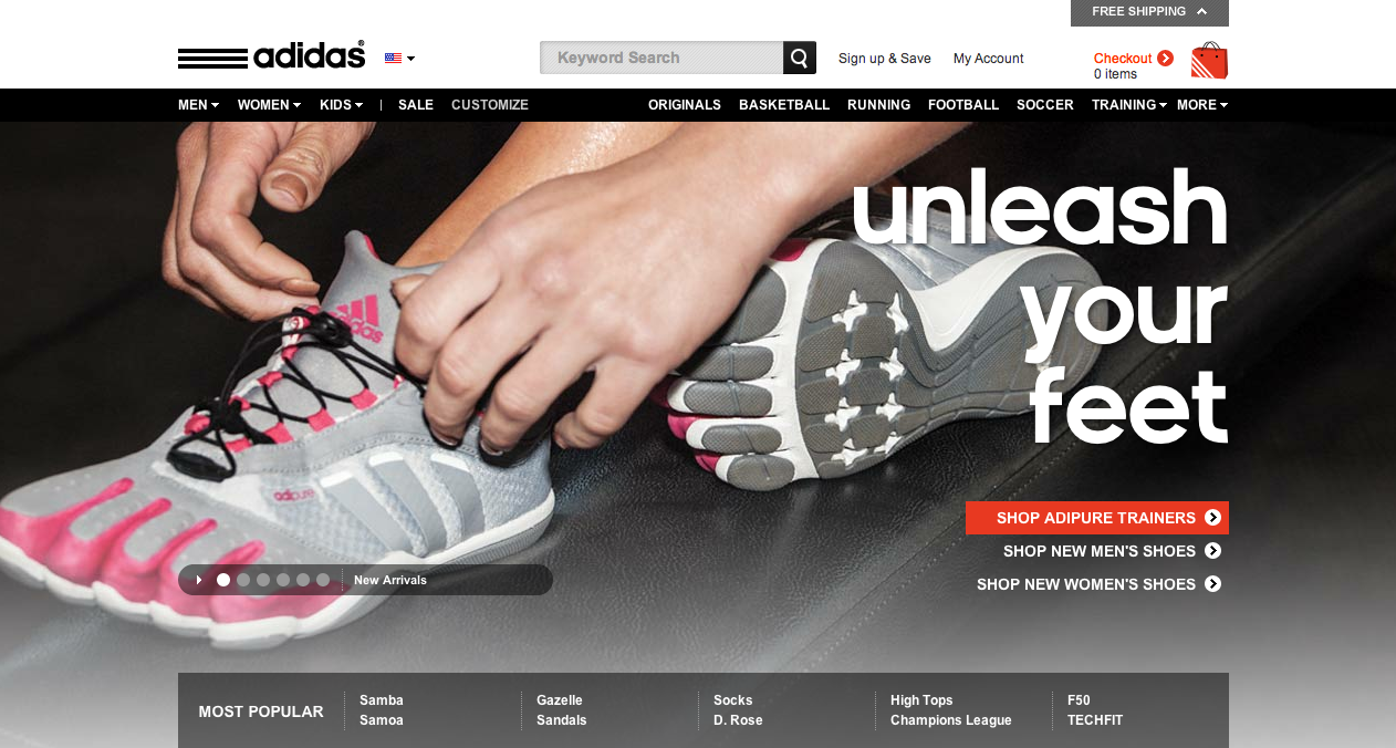 adidas home page