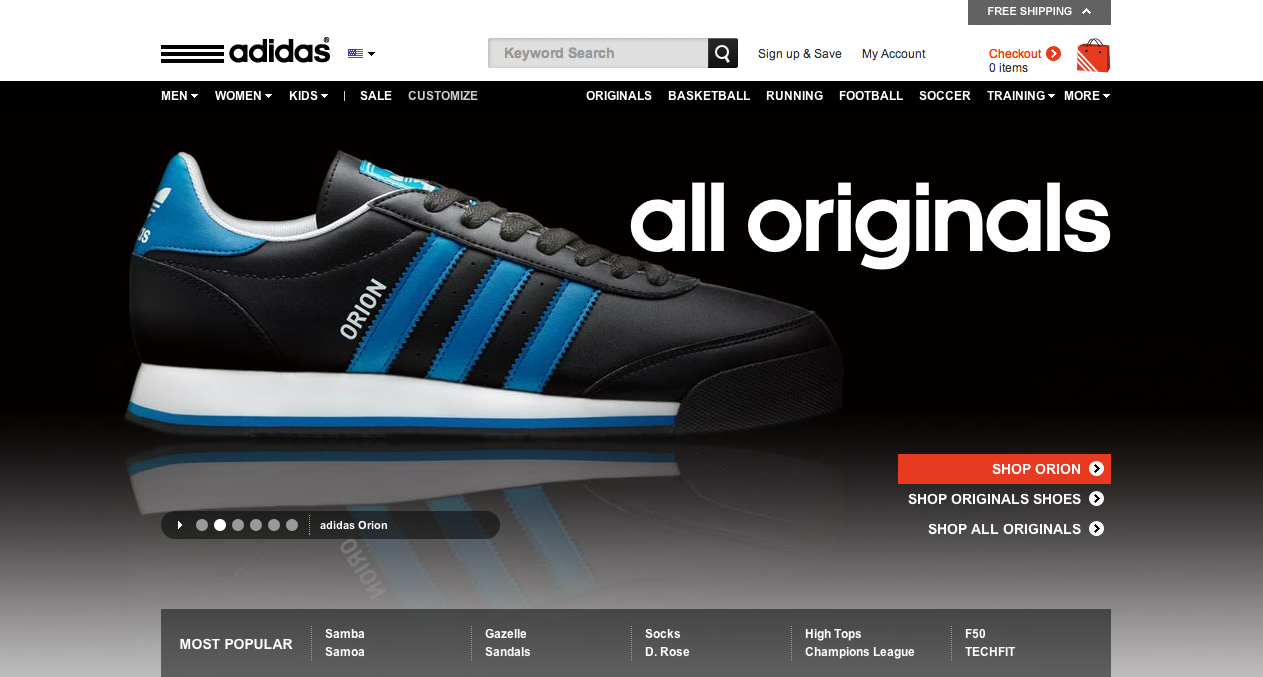 website of adidas