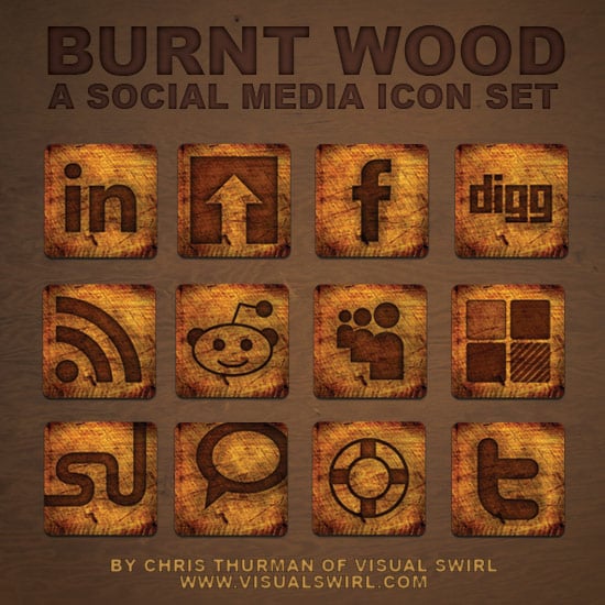 burnt wood icon set