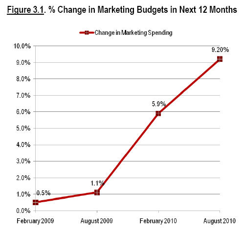 change in marketing spending cmo survey