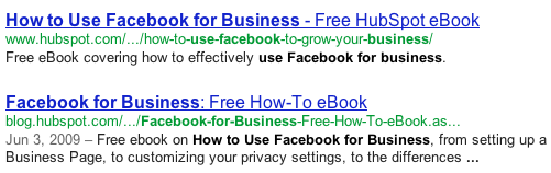 colocación de serp para facebook para negocios 