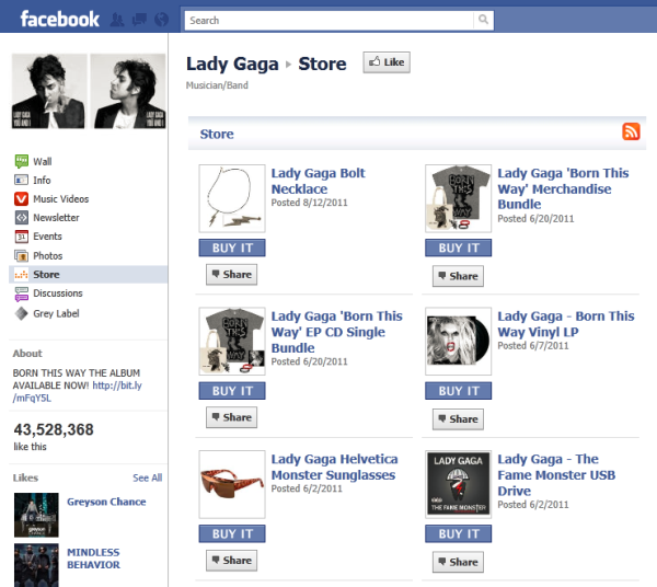 Facebook Lady Gaga