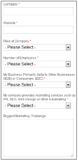 Contact fields in a lead-capture form