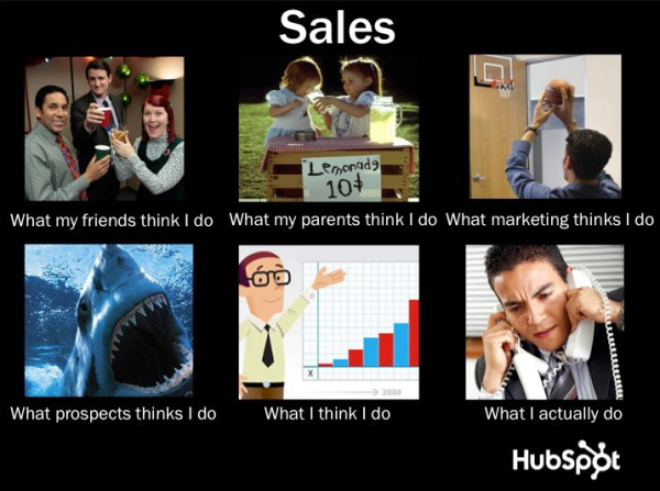 What People Think I Do meme with captions for salespeople