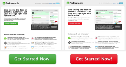 HubSpot green vs red CTA button experiment