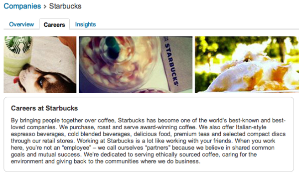 Starbucks LinkedIn Company Page