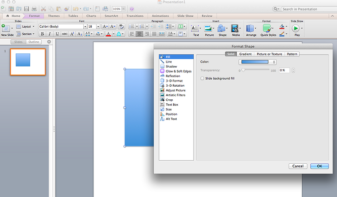 format shape menu in powerpoint