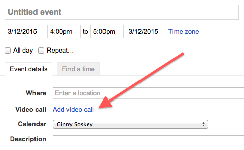 Link to add video call in an event in Google Calendar