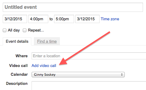 Liên kết để thêm cuộc gọi video trong một sự kiện trong Lịch Google