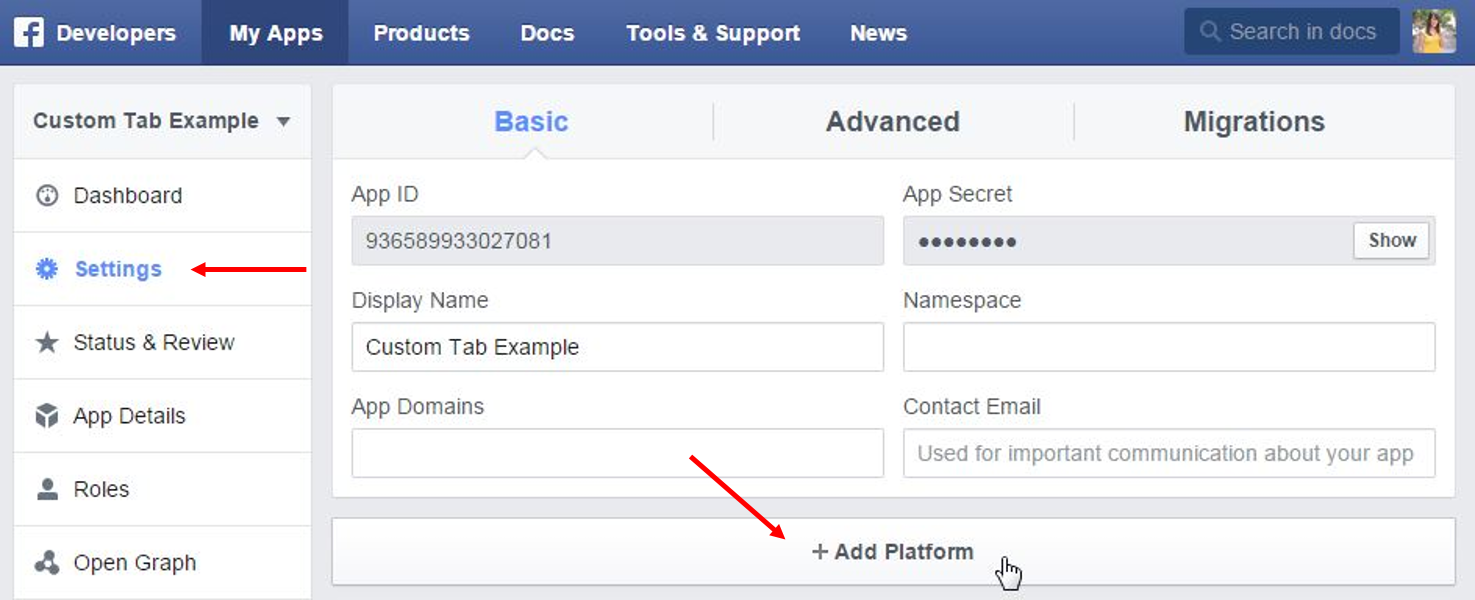 Add platform. Авторизация через Фейсбук app. Create a Custom Tab. Facebook developer app settings Advanced. In the Inspector FACEBOOKSETTINGS, paste in your Facebook app ID..