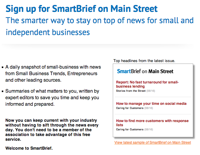 Smart_Brief_Subscription_page