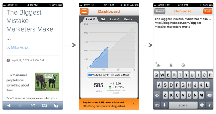 HubSpot iPhone App Clipboard Integration