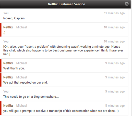 netflix customer service example