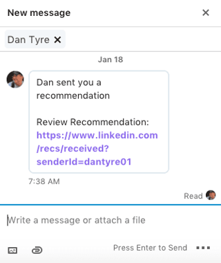 sample linkedin message with a connection