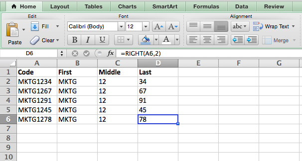 Right Formula In Excel