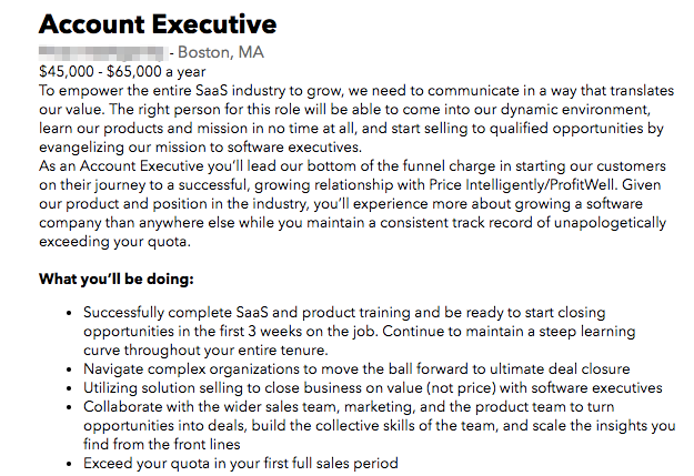 example of a strong job description sales hiring account executive