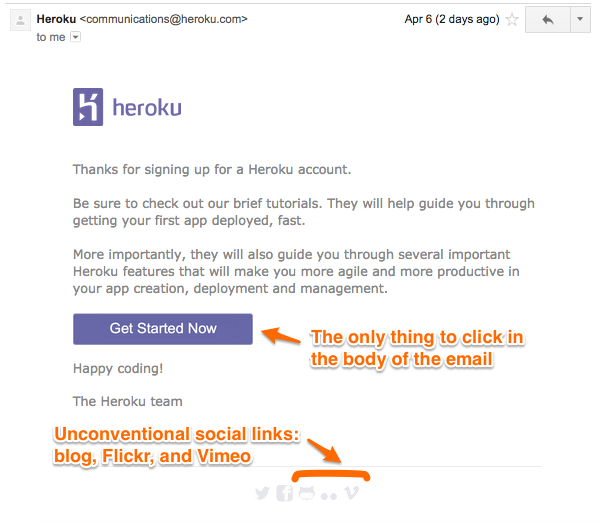 Heroku's welcome email
