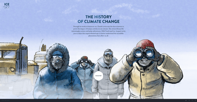 صفحه خانگی از تاریخ تغییر آب و هوا، یک برنده جایزه وب سایت
