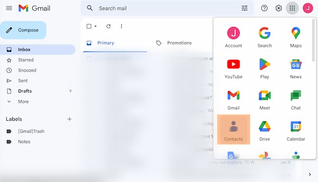 نحوه ایجاد گروه در Gmail مثال: Google Contacts