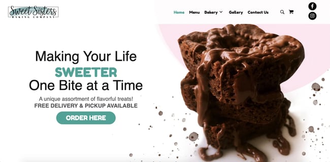 Sweet Sisters Baking Company is a Godaddy website builder example 