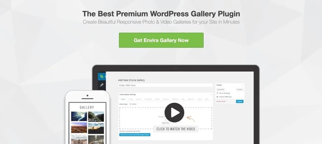 product page for the wordpress gallery plugin envira gallery