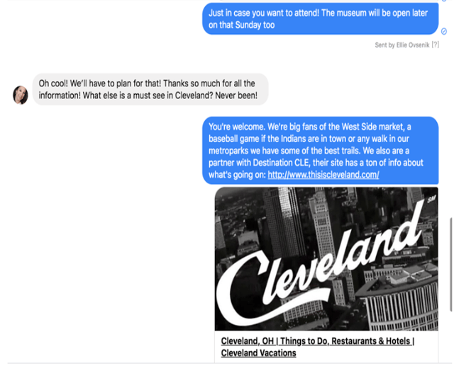 Rock & Roll Hall of Fame Social Media Team responds to Facebook Messenger messages