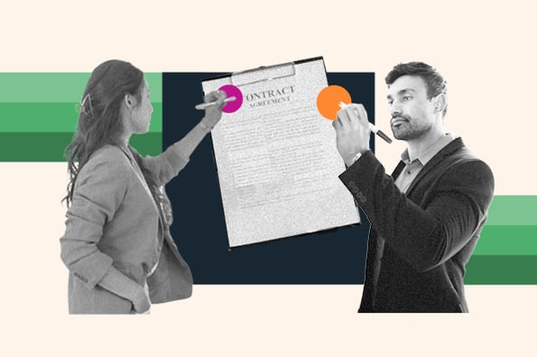 business proposal examples: image shows two people working on a business proposal together 