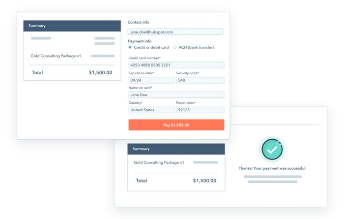 HubSpot's payments tool