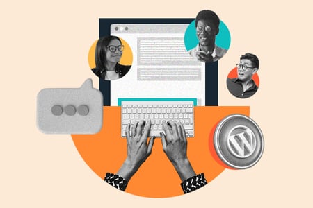 wordpress forum plugins: laptop with hands is shown 