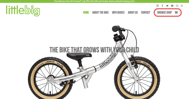 LittleBig Bikes homepage - avada theme example