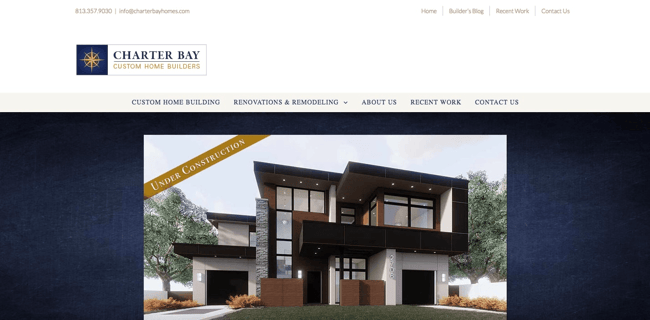 Charter Bay Homes avada theme example with banner image
