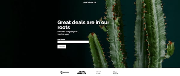 Gardenhouse Landing Page from MailChimp