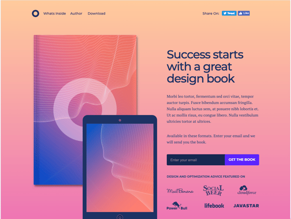 O-Book Landing Page from Unbounce