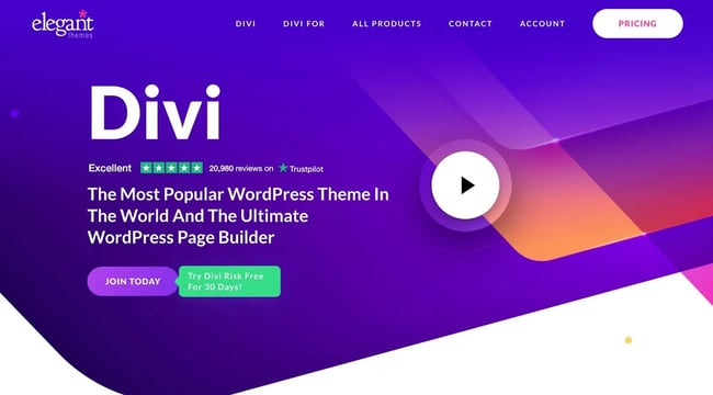 product page for the premium wordpress theme Divi