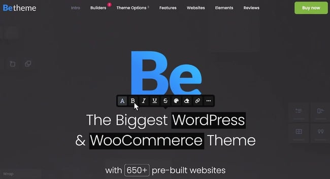 product page for the premium wordpress theme BeTheme