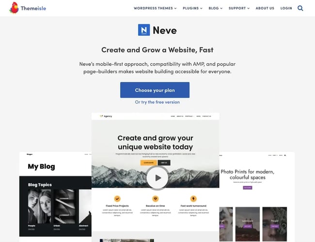 product page for the premium wordpress theme Neve