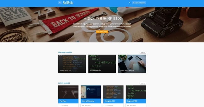 online course wordpress themes: skillfully