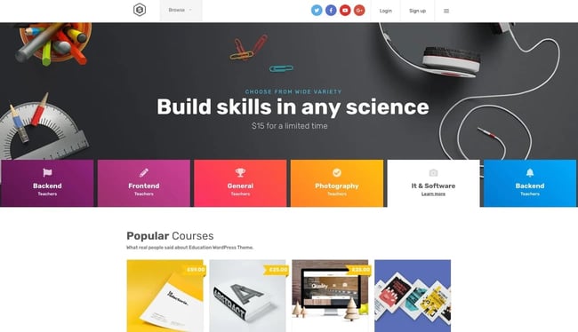 online course wordpress themes: skilled