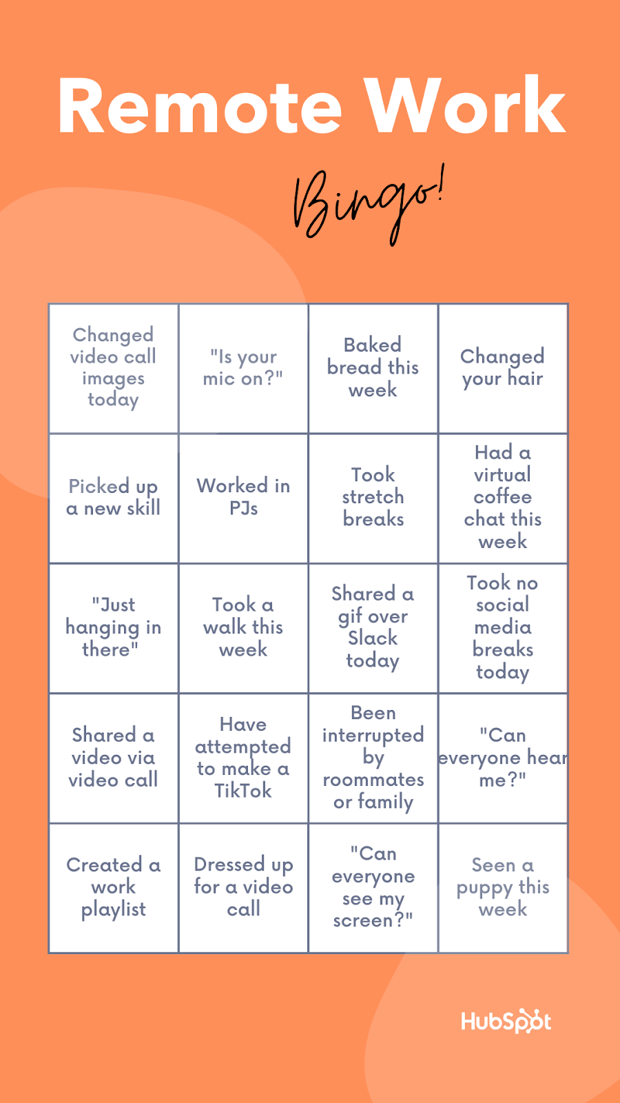 Remote Bingo template from HubSpot