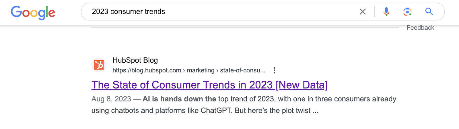 marketing types, HubSpot state of consumer trends appears on Google 