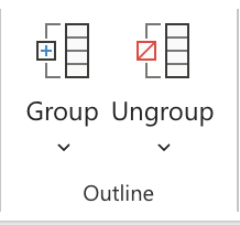 group and ungroup buttons in excel