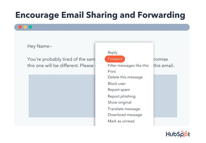 mailing list sign up tip: encourage email sharing and forwarding