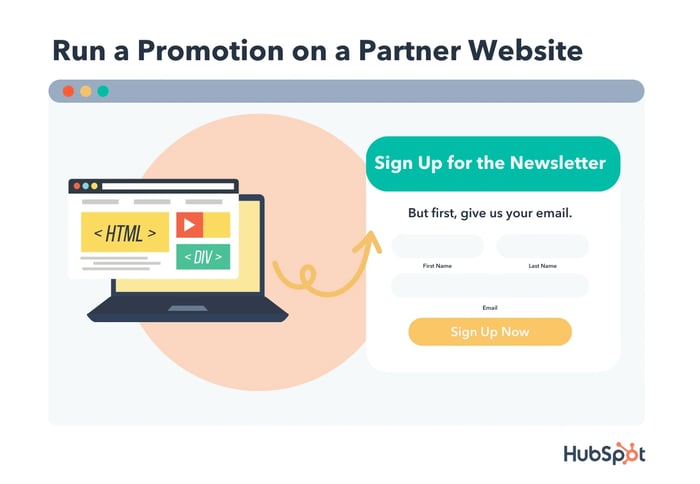 mailing list sign up tip: run a promotion on a partner website