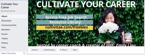 Career coaching business Facebook group.