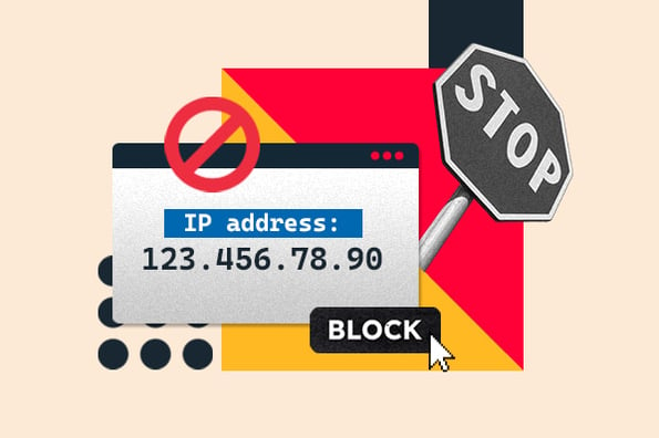 block ip address: Image shows an IP address with a block button next to it and a stop sign 
