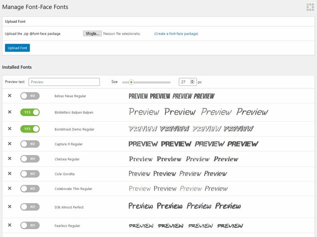 managing wordpress typography in settings page of FontPress plugin